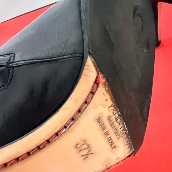 Valentino Gravani Leather Black Bow Italy tall Boots Italy Size 37.5 37 1/2 - Picture 12 of 13